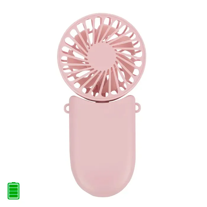 DAM Mini ventilateur portable avec batterie rechargeable et lanière pour le porter accroché. 165x28x8 Cm. Couleur : Rose