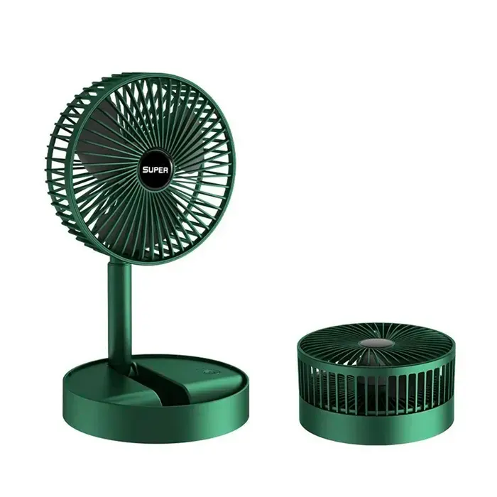 DAM Mini ventilateur portable pliable avec batterie rechargeable et 3 vitesses. 17x85x36 Cm. Couleur : Vert