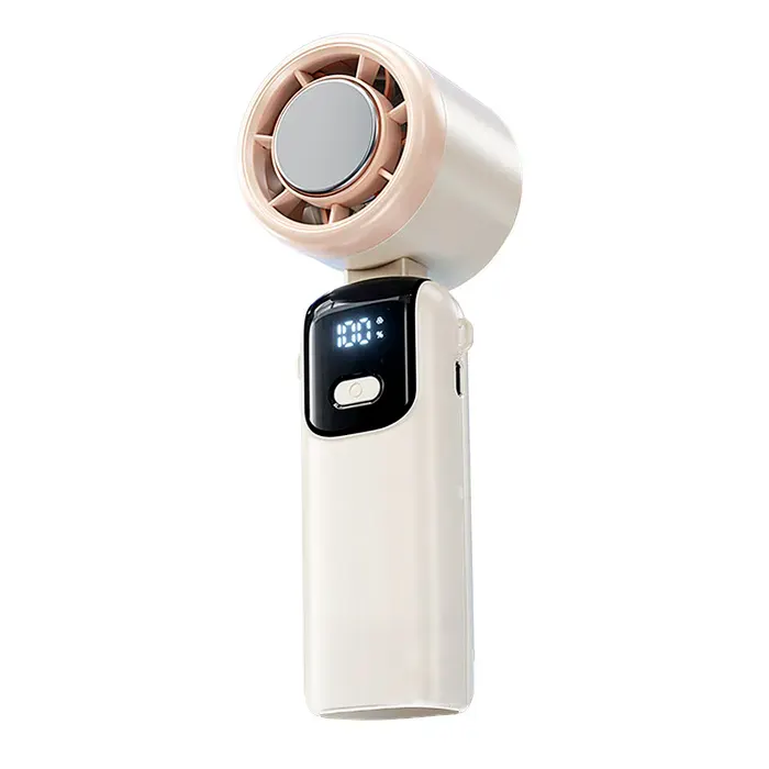DAM Mini ventilateur portable rechargeable avec 5 vitesses principales et panneau refroidissant. 55x55x165 Cm. Couleur : Blanc