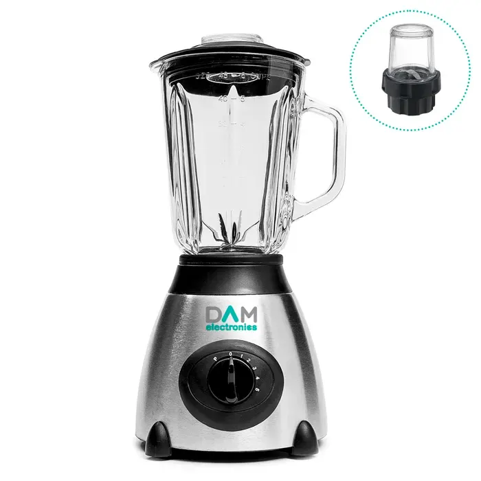 DAM Mixeur 2 en 1 de verre 15L acier inoxydable. Pichet en verre 8500W lames en acier inox. Verre auxiliaire. 183x183x38Cm. — coloris Argent