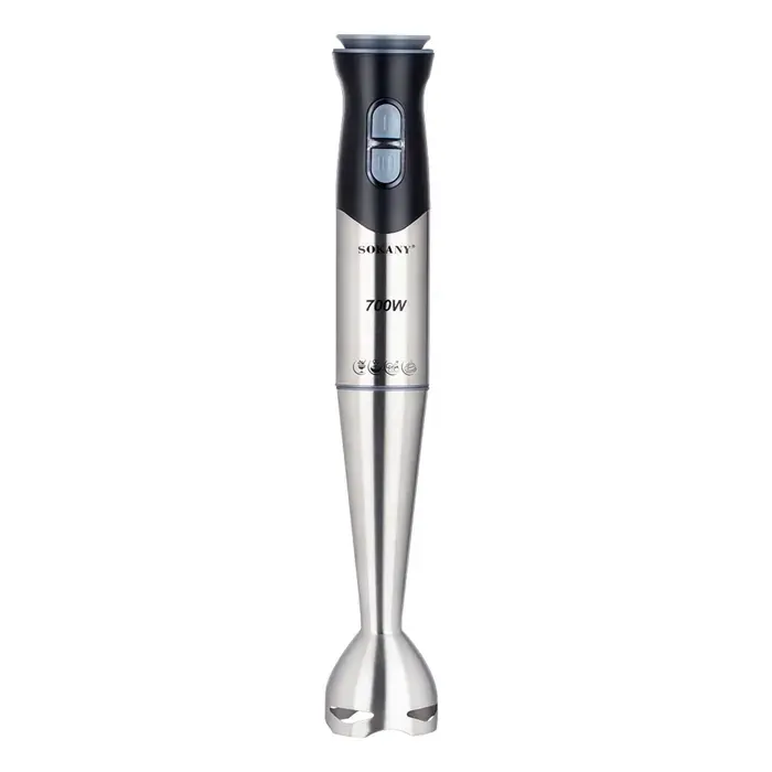 DAM Mixeur plongeant de 700W avec deux vitesses design ergonomique corps et bras en acier inoxydable. 65x65x375 Cm. Argent