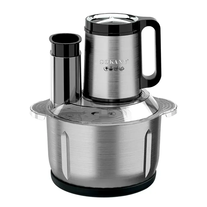 DAM Robot de cuisine processeur alimentaire 6 en 1. Moteur en cuivre de 1000W avec 3 vitesses. 29x21x31 Cm. Couleur : Argent