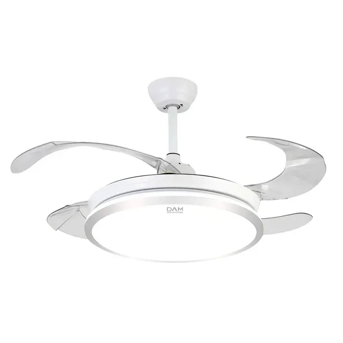 DAM Ventilateur de plafond 7807. 48 avec moteur de 36W lumières LED dimmables de 60W 6 vitesses et fonction hiver/été. — coloris Blanc