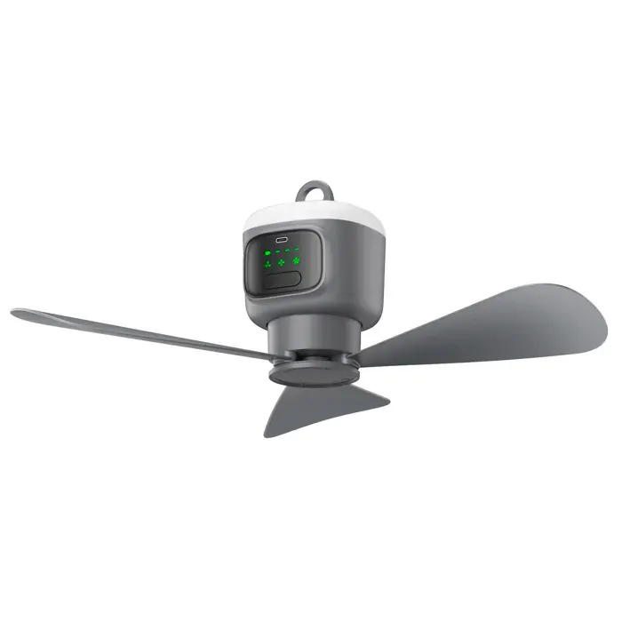 DAM Ventilateur de plafond FS-6P de 45 cm. Avec lumière LED intégrée 4 vitesses batterie longue durée de 12000 mAh. — coloris Gris