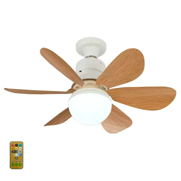 DAM Ventilateur de plafond FS-HX-R520-B de 52 cm. Adaptateur E27 3 vitesses et lumière LED dimmable de 18 W.