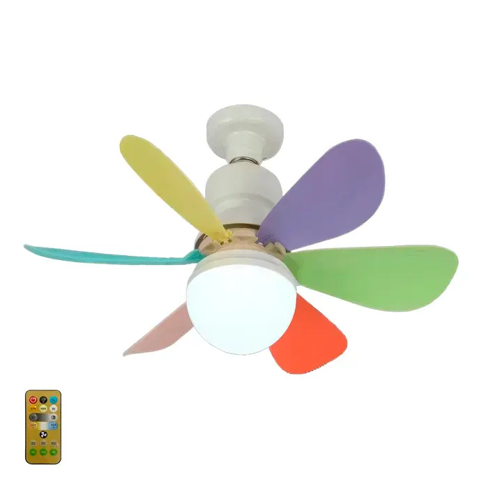 DAM Ventilateur de plafond FS-HX-R520 de 52 cm. Adaptateur E27 3 vitesses et lumière LED réglable de 16 W.
