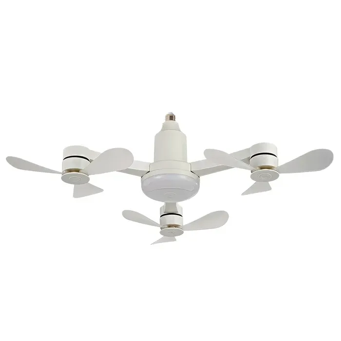 DAM Ventilateur de plafond triple FS-WRJ-R680 de 68 cm. Adaptateur E27 3 vitesses et lumière LED réglable de 16 W.