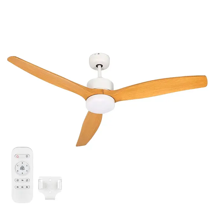 DAM VENTILATEUR PLAFOND LUMIÈRE 3 PALES EFFET BOIS 40W 11600x11600x4500 Cm. Couleur : Blanc
