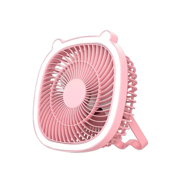 DAM Ventilateur portable de 5W avec batterie rechargeable lumière ambiante et 3 vitesses. 195x75x195 Cm. Couleur : Rose