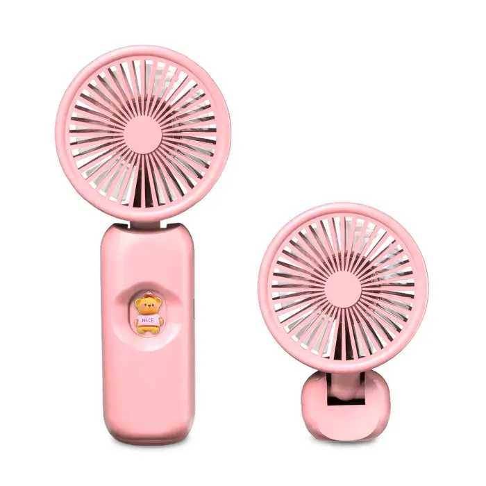 DAM Ventilateur portable FS04 avec 3 vitesses réglables et batterie rechargeable. Réglage de 180. 8x4x16 cm. Couleur : Rose