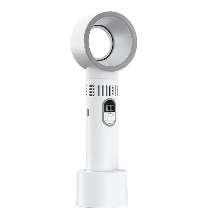 DAM Ventilateur portable sans pales avec 5 niveaux de vitesse et écran LCD. 7x6x22 Cm. Couleur : Blanc