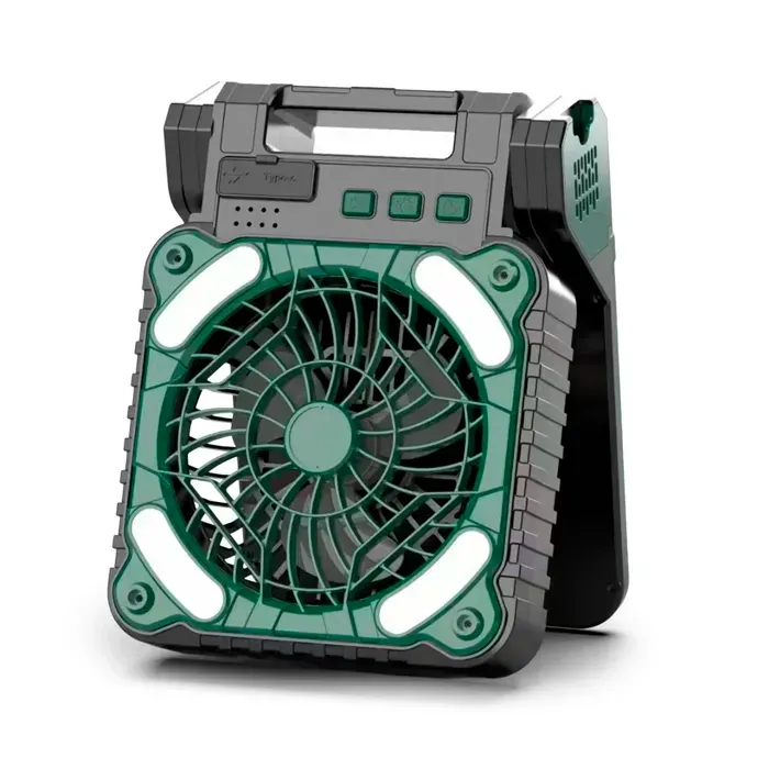 DAM Ventilateur x99 solaire LED rechargeable avec moteur sans balais 9V. Vitesse de lair 45 m/s et jusquà 2800 rpm — coloris Noir