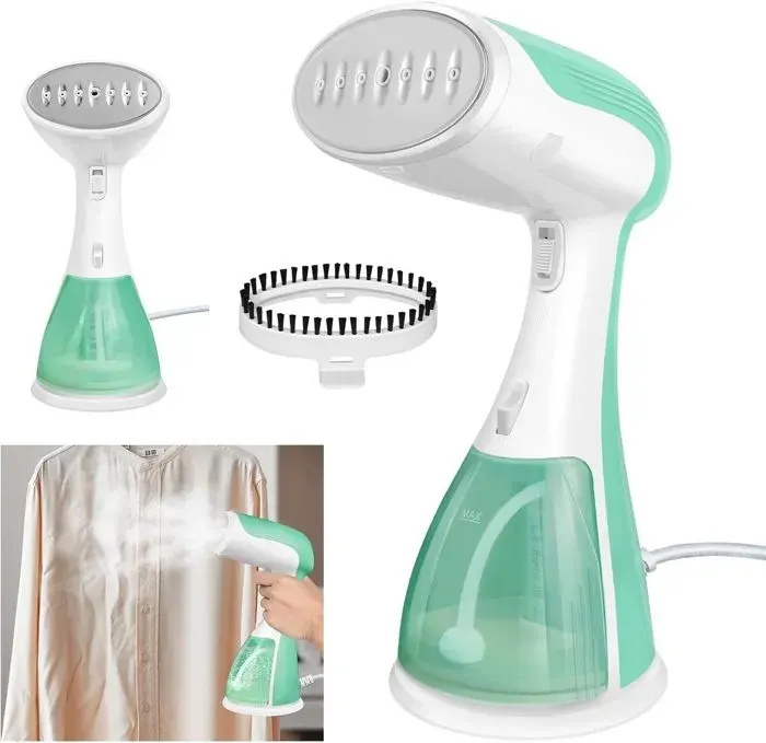 DAYPLUS Défroisseur Vapeur Fer à Repasser Portable 2500W 300ML Réchauffage Rapide Défroisseur à Main Vapeur à Vêtements -Vert