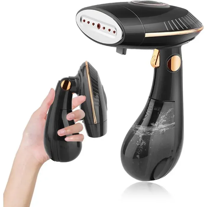 Defroisseur a main Defroisseur Vetement 1500W capacité 168ml repassage vertical chauffe rapide 30s pliable maison & voyage — coloris Noir