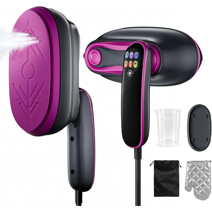 Défroisseur vapeur 2 en 1 1300 W - portable avec écran tactile 4 niveaux de vapeur réservoir 160 ml autonettoyant