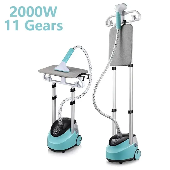 Défroisseur Vapeur 2000W-11 Niveaux-1.5L & 98°C-Repassage à Plat & sur Cintre-Tige Inox Double 3 Sections