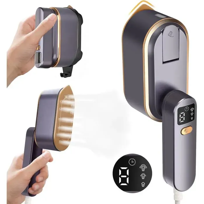 Défroisseur vapeur de voyage pour vêtements avec écran LED 2 en 1 3 niveaux de vapeur et réservoir deau de 150 ml puissant 1200 W