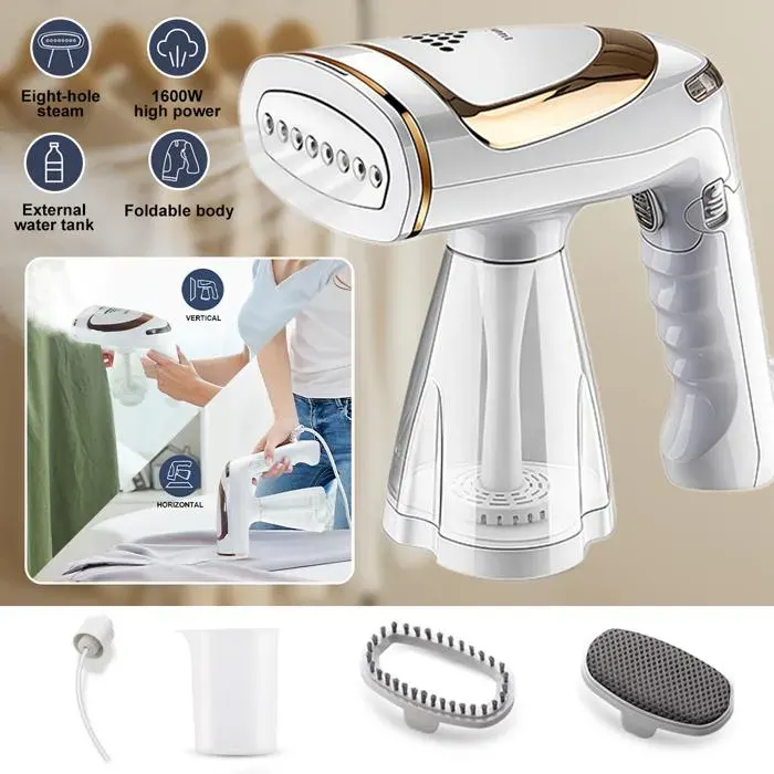 Défroisseur Vapeur Portable 1600W Capacité 2.3L Mécanique Idéal pour Maison et Voyage