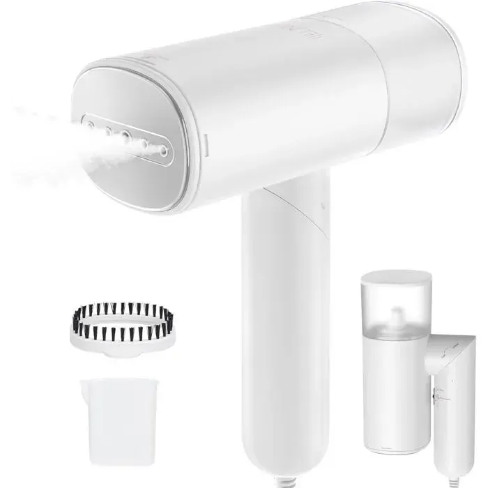 Défroisseur Vapeur Portatif 1200W Pliable Voyage Préchauffage 20s Réservoir 150ml 120V Blanc Pour Maison et Déplacements