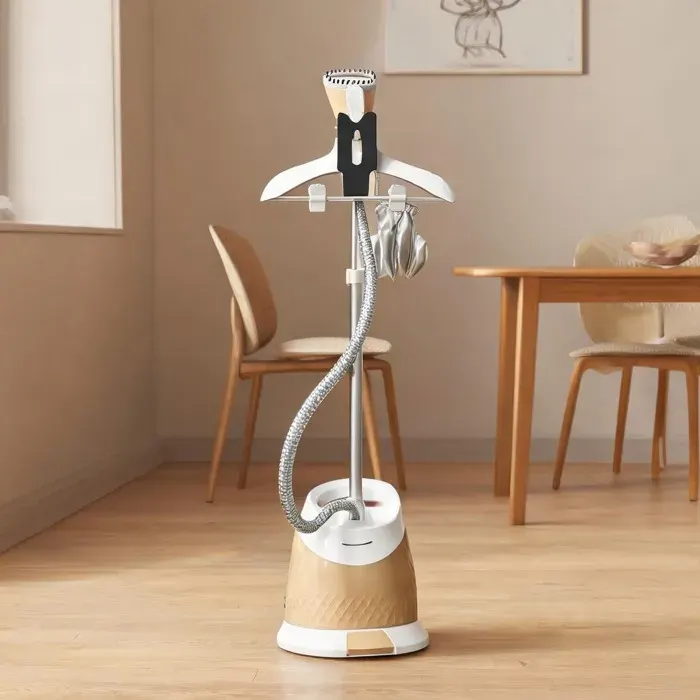 Défroisseur vapeur sur pied 1800 W réservoir 18 L autonomie 50 min chauffe 35 s couleur or aluminium