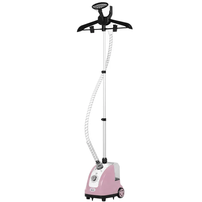Défroisseur vapeur vertical - HOMCOM - 14 L 1950 W débit vapeur 32g/min tige telescopique - plastique - 26x215x29cm - rose
