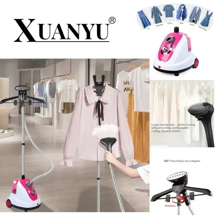 Défroisseur vapeur vertical XUANYU - 1700 W - 30g/min - 1.7L - Noir/Rose - Acier inoxydable