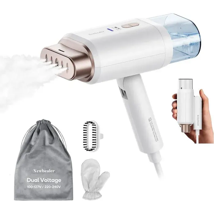Défroisseur Vapeur Voyage 1200W Double Tension 220/120V Réservoir 180ml Vertical Horizontal Chauffe 20s