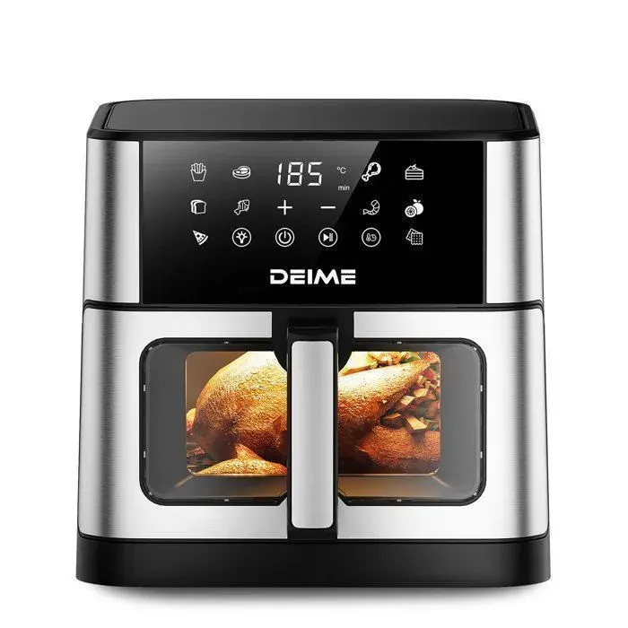 DEIME Friteuse à air sans huile 10L Air Fryer 1800 W avec 10 Préprogrammes Écran Tactile LED Fenêtre Transparente