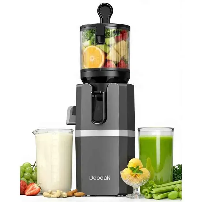 Deodak Extracteur de jus lent 3 en 1 250 W goulotte 47 pouces silencieux lait damande sorbet lave-vaisselle