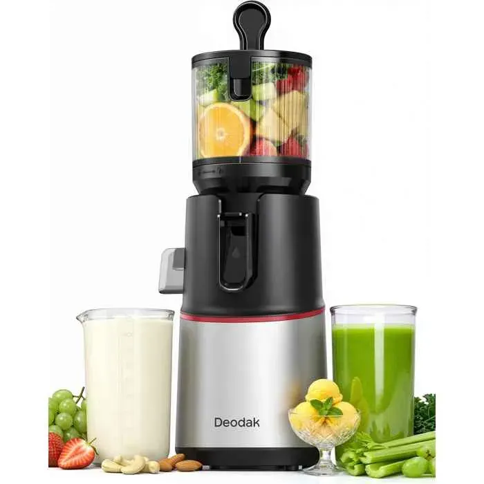 Deodak Extracteur de jus lent 3 en 1 large goulotte 47 pouces moteur sans balai 250 W lait damande sorbet silencieux