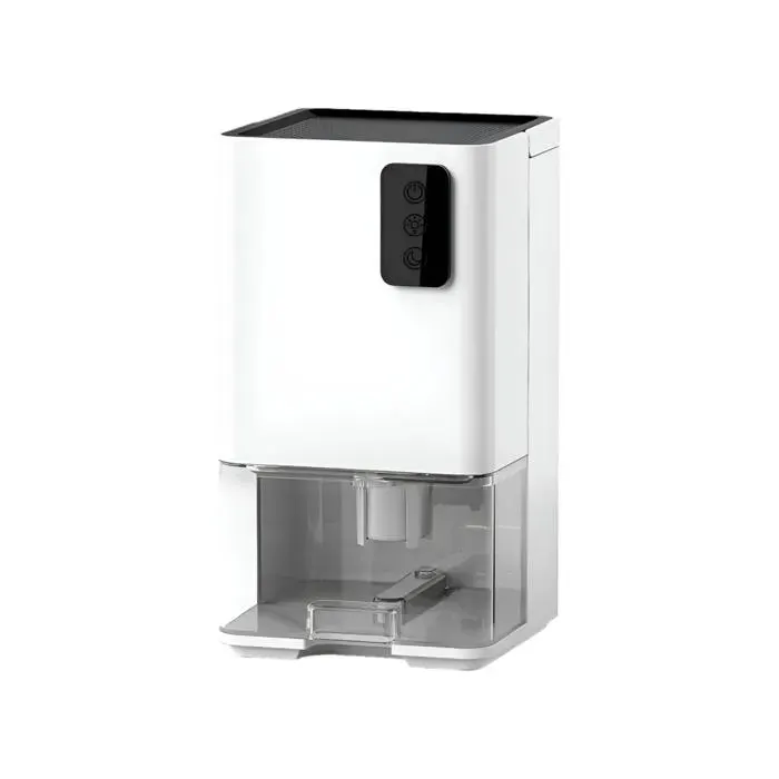 Déshumidificateur 1100 ml fonctionnement silencieux éclairage dambiance arrêt automatique en cas de remplissage blanc