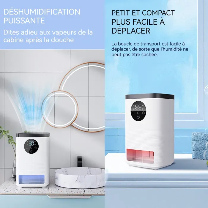 Déshumidificateur 1400ml déshumidificateur electrique avec 3 modes de chronométrage - TepidBee - dégivrage automatique réservoir d