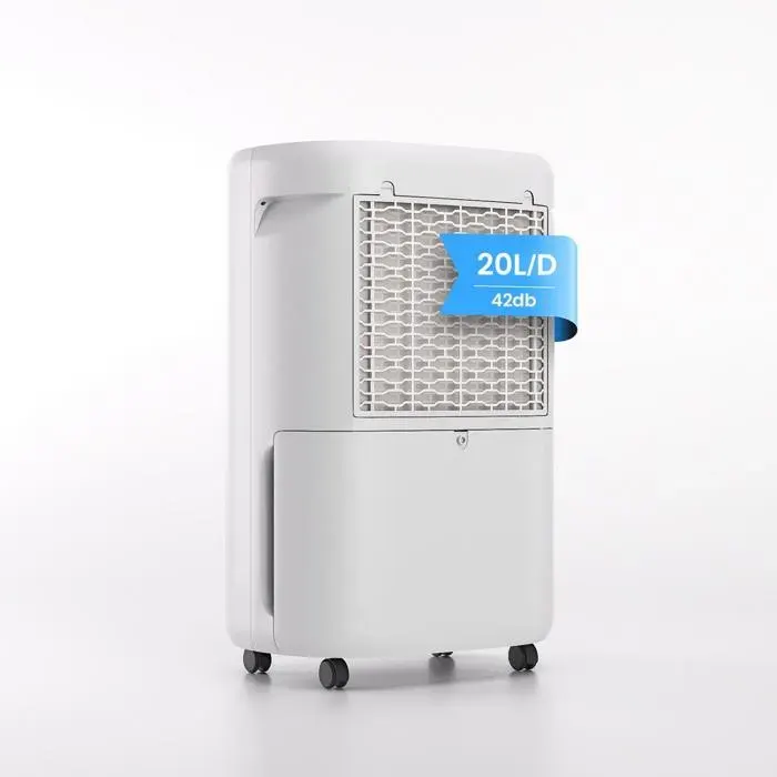 Déshumidificateur 320 watts 3 modes capacité de déshumidification 20 litres/jour capacité de 4 litres fonction minuterie blanc