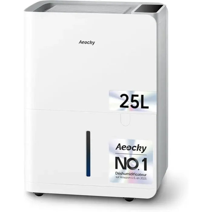 Déshumidificateur - AEOCKY - BOREAS-001 - 25 L/jour - Silencieux 40 dB - Fonctionne dès 6 °C — coloris Blanche