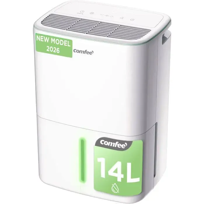 Déshumidificateur Compact Absorbe JusquÀ 12L/Jour Mode Silencieux Sécurité Enfant Minuterie 24H Réservoir 25L Pour Pièce De