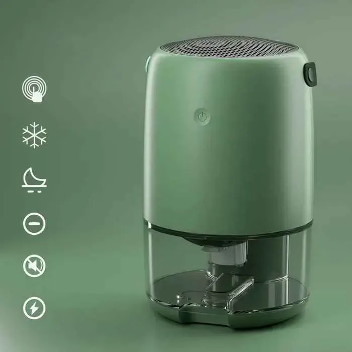 Déshumidificateur Compact – Capacité 1100 ml pour Espaces jusqu’à 30 m² Faible Consommation Silencieux (30 dB) Hygrostat Intégré