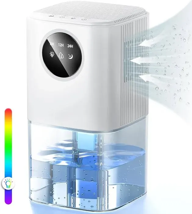 Deshumidificateur d air - 17L Déshumidificateur Silencieux Haute EfficacitéLumières ColoréesFermeture automatique8-24h