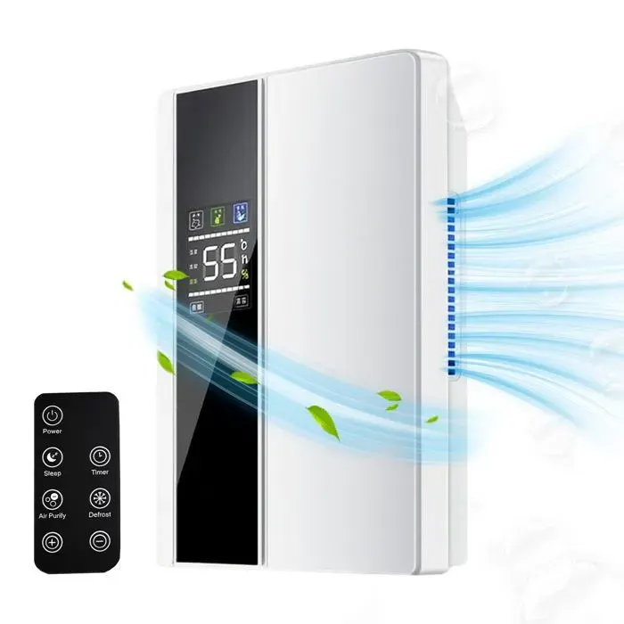 Deshumidificateur d air 2200 ml - déshumidificateur anti-moisissure portable - Silencieux - Minuterie - Télécommande - pour 30m² — coloris Blanc