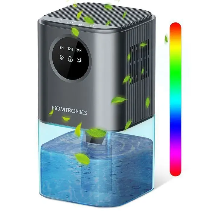 Deshumidificateur d Air Anti Moisissure Homtronics Deshumidificateur d air1700mlSilencieuxpour MaisonChambreMoisissuresGris