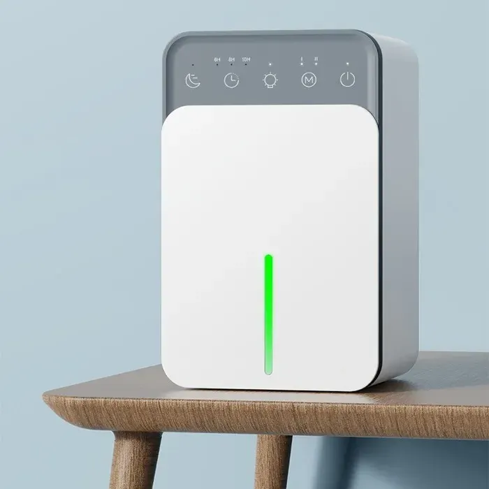 Deshumidificateur d air Déshumidificateur Electrique avec LCD Écran6-8-0h Minuterie2 Modes Arrêt Automatique — coloris Blanc
