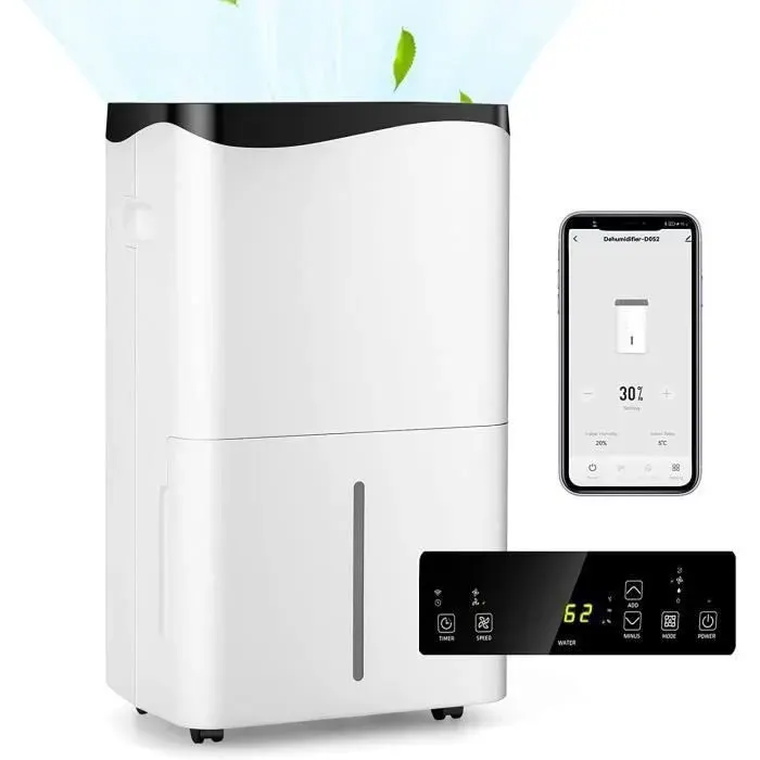 Déshumidificateur d’Air Électrique - RELAX4LIFE - 50L/Jour - 100m2 - Contrôle WiFi - Réservoir deau 5L -Mode de Séchage en Continu
