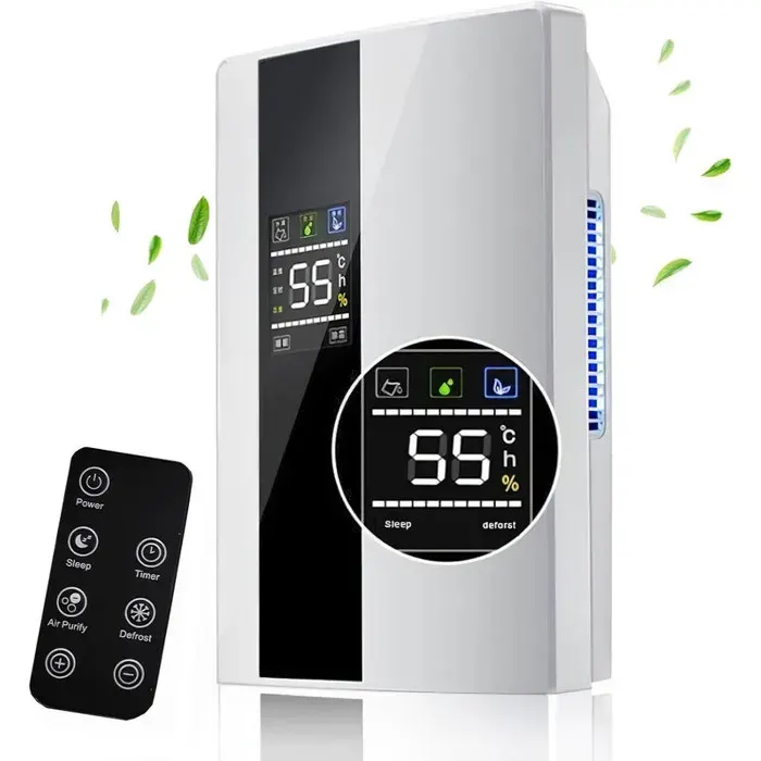 Deshumidificateur D’Air Portable 2 En 1 Purificateur D’Air Silencieux Maison Cuisine Déshumidificateur Électroménager 90W ABS