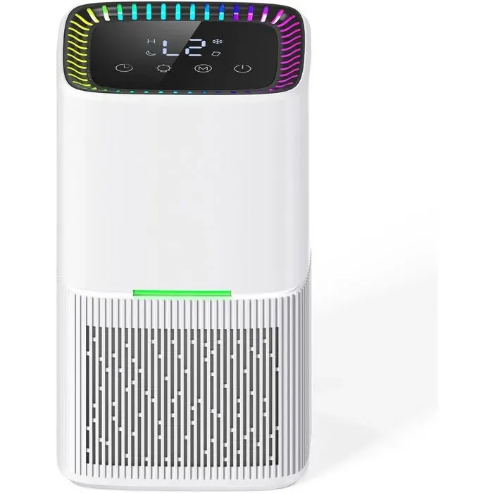 Déshumidificateur dair 1600 ml avec dégivrage automatique minuterie et lumière LED 7 couleurs convient aux salles de bains.