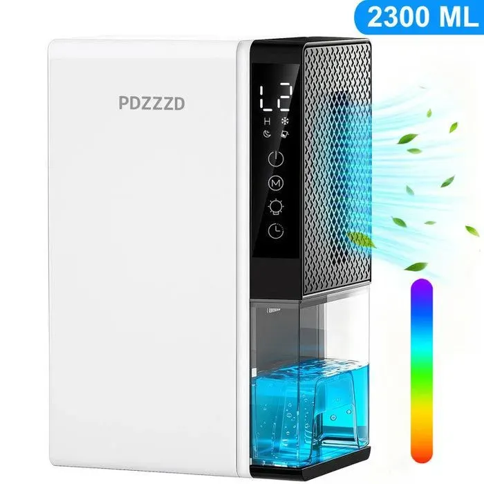 Deshumidificateur dair 2300 ML Anti Moisissure Portable avec Dégivrage Automatique Minuterie pour Maison Bain Chambre Armoire