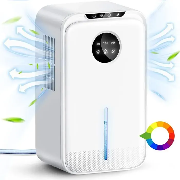 Déshumidificateur dair 2500ML Electrique Portable avec Tuyau Auto DrainDégivrage AutomatiqueIdéal pour Maison/Bain/Chambre