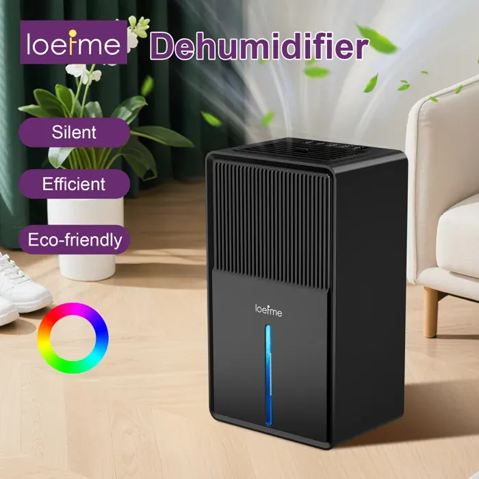 Déshumidificateur dair 3000ml - Anti Moisissure Portable avec Dégivrage Lumière LED - pour Maison Bain Chambre Armoire -50㎡