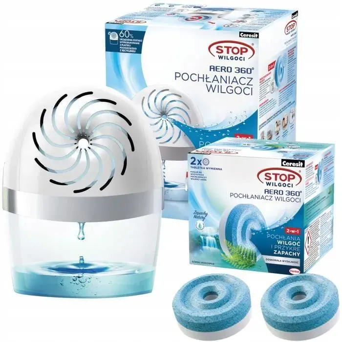 Déshumidificateur dair - Ceresit - Aero 360 - Système sans électricité - 2 recharges parfum Montagne
