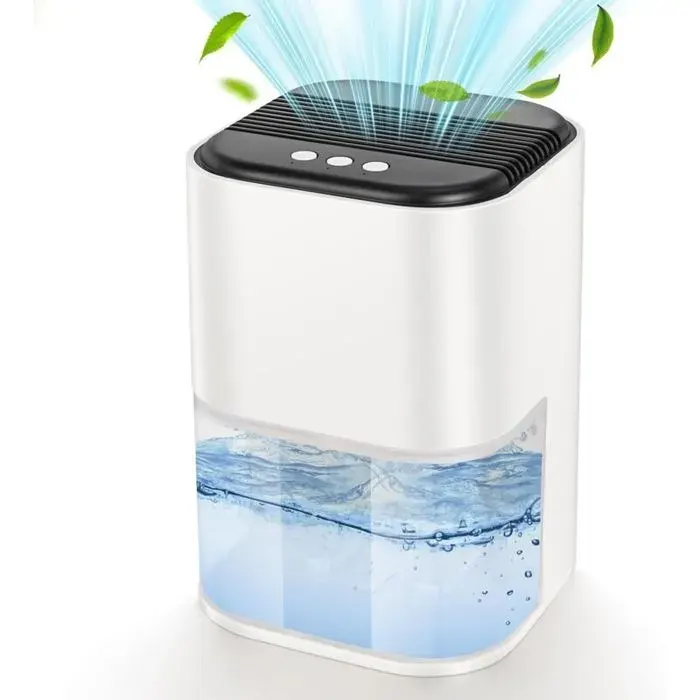 Déshumidificateur de Air 2L Déshumidificateur Electrique avec LED 7 Colorées & Arrêt Auto Absorbeur dHumidité Desumificateur Sil