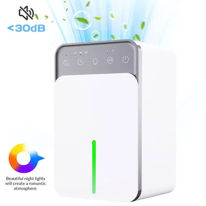 Déshumidificateur électrique-1200 ml-Lumière LED 7 couleurs - Arrêt automatique-Portable-Petit déshumidificateur pour caveChambre