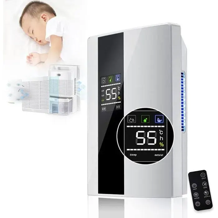 Deshumidificateur Electrique 2 En 1 - Purificateur D’air Maison Silencieux - Déshumidificateur D’air Portable Avec Télécommande